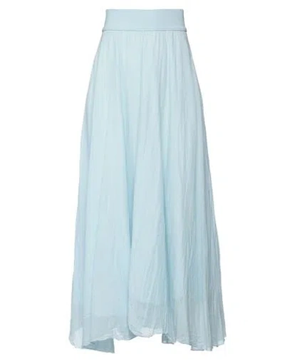 European Culture Woman Maxi Skirt Sky Blue Size L Cotton, Lycra In Blue