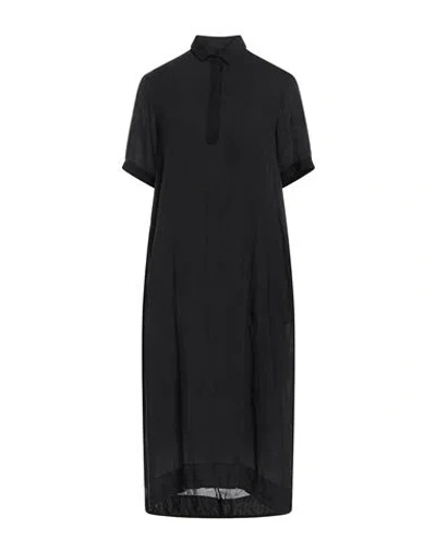 European Culture Woman Midi Dress Black Size S Ramie, Cotton, Viscose