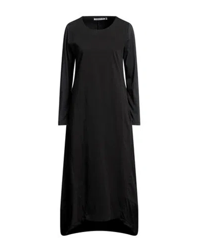European Culture Woman Midi Dress Black Size Xs Cotton, Cupro, Rayon, Rubber