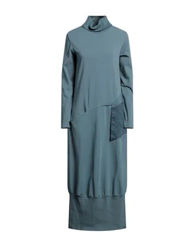 European Culture Woman Midi Dress Deep Jade Size Xl Cotton, Elastane, Modal In Blue
