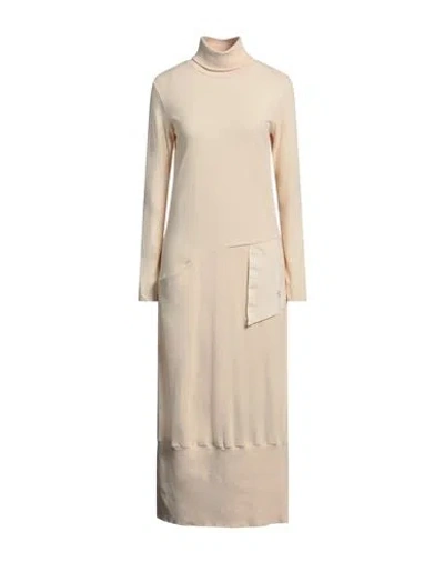 European Culture Woman Midi Dress Ivory Size S Cotton, Elastane, Modal In White