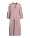 European Culture Woman Midi Dress Light Brown Size Xl Lyocell, Linen In Beige