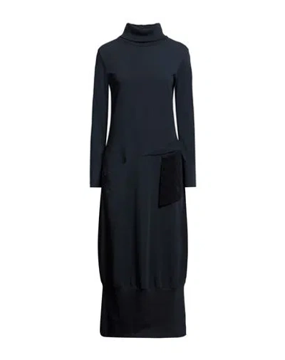 European Culture Woman Midi Dress Midnight Blue Size Xs Cotton, Elastane, Modal