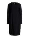 European Culture Woman Midi Dress Navy Size S Cotton, Elastane In Navy Blue