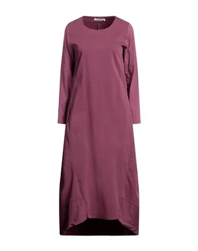 European Culture Woman Midi Dress Plum Size L Cotton, Cupro, Rayon, Rubber In Purple