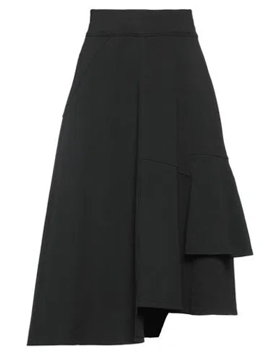 European Culture Woman Midi Skirt Black Size Xl Cotton, Elastane In Black
