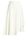 European Culture Woman Midi Skirt Cream Size L Cotton, Elastane In White