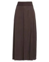 European Culture Woman Midi Skirt Dark Brown Size L Lyocell, Cotton, Elastane In Brown