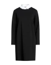 European Culture Woman Mini Dress Black Size S Cotton, Polyamide, Elastane In Black