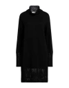European Culture Woman Mini Dress Black Size M Wool, Viscose, Polyamide, Cashmere In Black