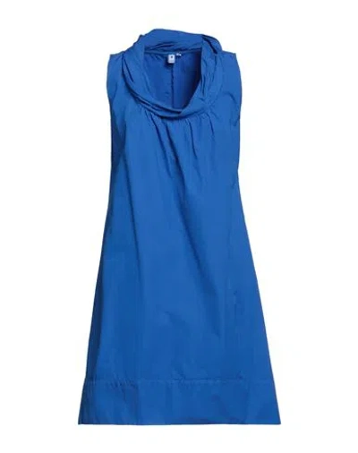 European Culture Woman Short Dress Blue Size Xs Cotton