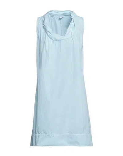 European Culture Woman Short Dress Sky Blue Size Xs Cotton