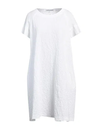 European Culture Woman Mini Dress White Size S Cotton, Elastane