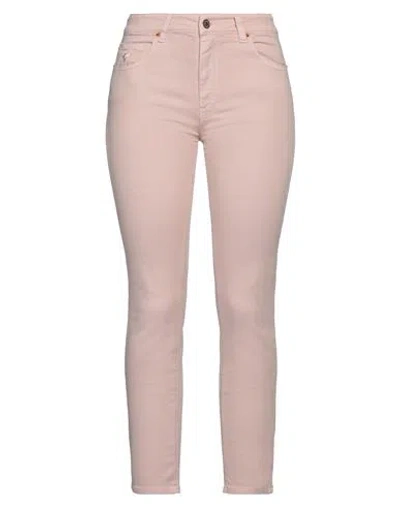 European Culture Woman Pants Blush Size 31 Cotton, Polyester, Elastane In Pink
