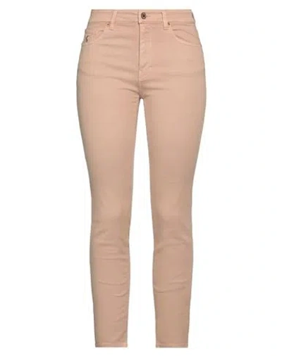 European Culture Woman Pants Camel Size 31 Cotton, Polyester, Elastane In Beige