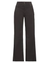 European Culture Woman Pants Dark Brown Size M Cotton, Elastane In Brown