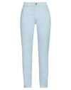 European Culture Woman Pants Sky Blue Size 30 Cotton, Polyester, Elastane