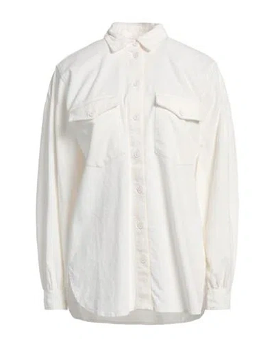 European Culture Woman Shirt Cream Size Xl Cotton, Viscose, Elastane In White