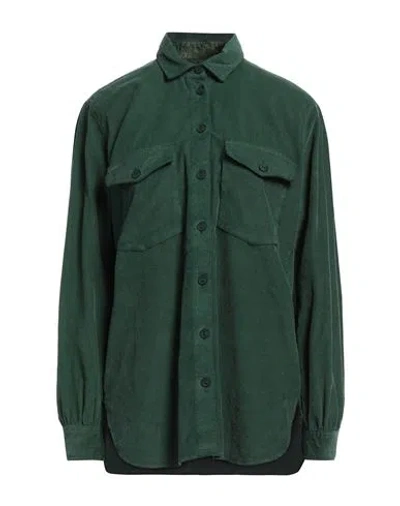 European Culture Woman Shirt Green Size L Cotton, Viscose, Elastane