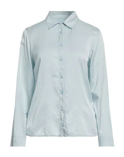 European Culture Woman Shirt Sky Blue Size M Silk, Cotton, Elastane