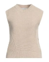 European Culture Woman Sweater Beige Size M Wool, Viscose, Polyamide, Cashmere In Beige