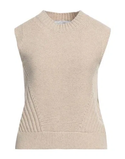 European Culture Woman Sweater Beige Size M Wool, Viscose, Polyamide, Cashmere