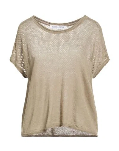 European Culture Woman Sweater Military Green Size S Linen, Cotton