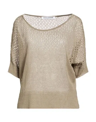 European Culture Woman Sweater Military Green Size Xs Linen, Cotton