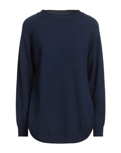 European Culture Woman Sweater Navy Blue Size Xxl Wool, Viscose, Polyamide, Cashmere