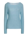 European Culture Woman Sweater Sky Blue Size M Acrylic, Polyamide, Mohair Wool In Blue