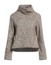 European Culture Woman Sweatshirt Beige Size M Cotton, Elastane In Beige
