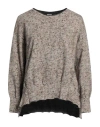 European Culture Woman Sweatshirt Beige Size Xl Cotton, Elastane In Beige
