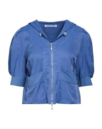 European Culture Woman Sweatshirt Blue Size S Rayon, Viscose, Linen, Cotton, Elastane