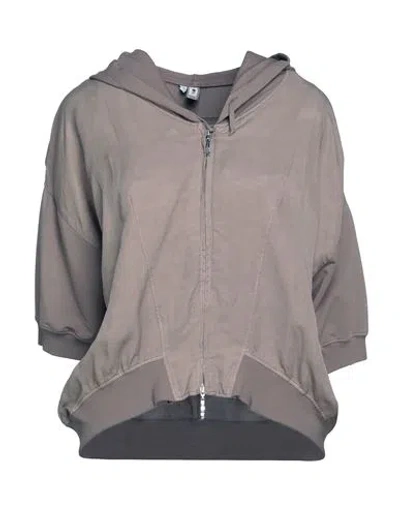 European Culture Woman Sweatshirt Grey Size S Cotton, Rayon, Viscose, Linen, Elastane In Gray