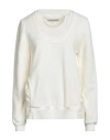 European Culture Woman Sweatshirt White Size S Cotton, Cupro, Rayon, Elastane, Rubber In White