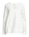 European Culture Woman Sweatshirt White Size L Cotton, Elastane