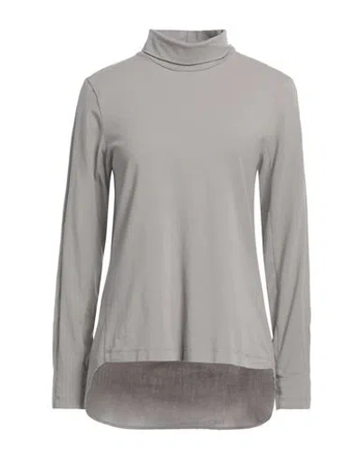 European Culture Woman T-shirt Grey Size L Cotton, Elastane