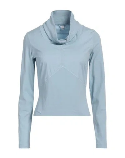 European Culture Woman T-shirt Sky Blue Size L Cotton, Lyocell