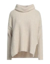 European Culture Woman Turtleneck Beige Size M Wool, Viscose, Polyamide, Cashmere
