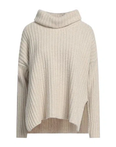 European Culture Woman Turtleneck Beige Size M Wool, Viscose, Polyamide, Cashmere