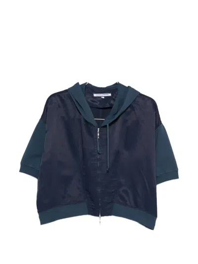 European Culture Zip-up Hooded Jacket In Blue