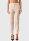 European Linen Collection High-waisted Cigarette Pants In Beige