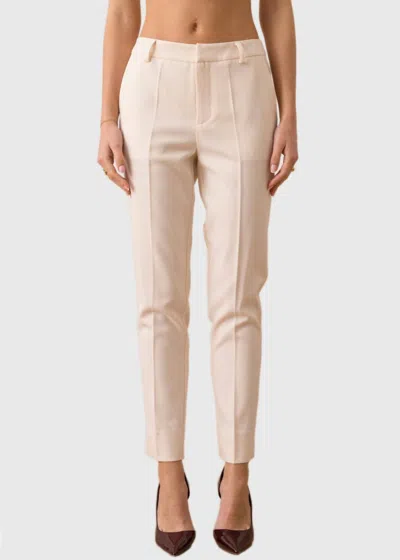 European Linen Collection High-waisted Cigarette Pants In Beige