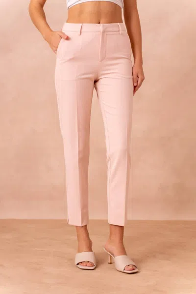 European Linen Collection High-waisted Cigarette Pants In Pink