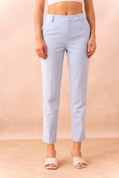 European Linen Collection High-waisted Cigarette Pants In Sky Blue