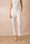 European Linen Collection High-waisted Heather Cigarette Pants In White