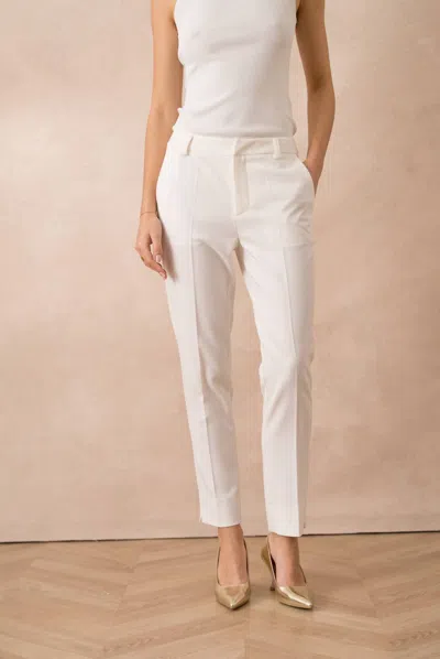 European Linen Collection High-waisted Heather Cigarette Pants In White
