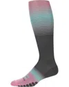Eurosock Graduated Compression Unisex M Bisque Charcoal Stripe Crew Socks Erk431 (multicolor,m) In Multi
