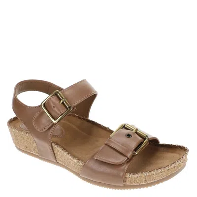 Eurosoft Gypsy Strappy Womens Brown Leather Whipstitch Trim Sandals Zogg2910