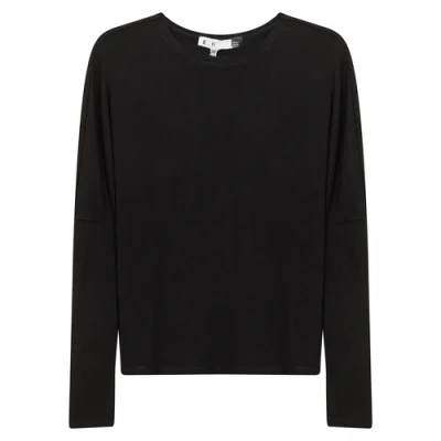E.u.x. Exclusive Knit Crew Neck Center Seam Dolman Sleeve Top In Black